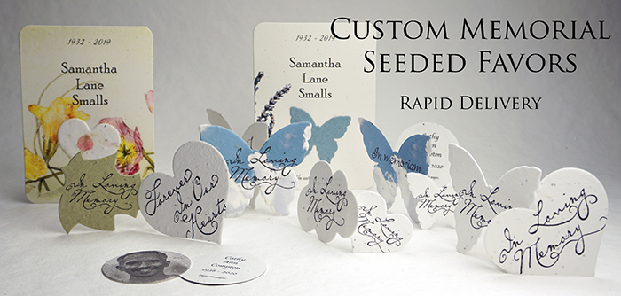 memorial seed paper cards and favors