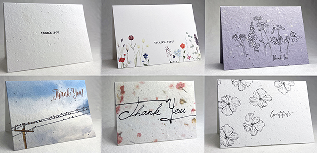 thank you cards made from handmade and recycled paper stock in Seattle