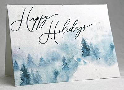 Happy Holidays watercolor trees