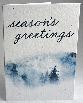 Season's Greetings  blue misty trees