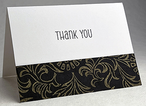 simple thank you style with handmade paper band
