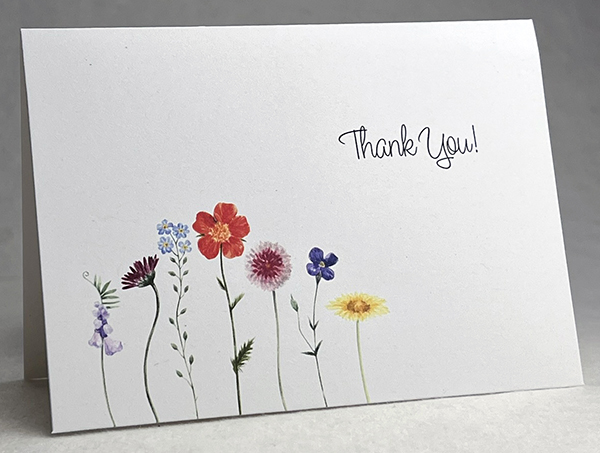 watercolor line thank you card