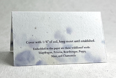 Printed Seed Paper Place Card