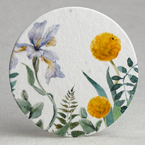 iris and mum seed paper printed circle