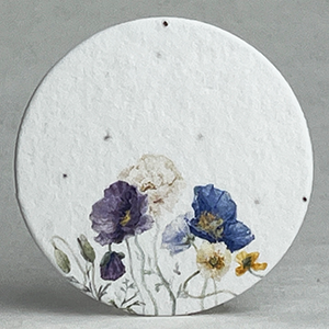 poppy purple and white seed paper printed circle