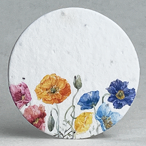 poppy rainbow seed paper printed circle