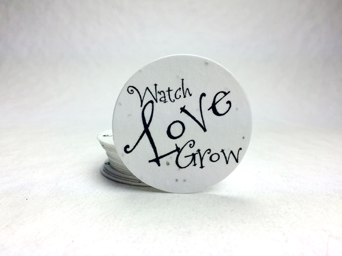 Watch Love Grow circle seed paper tags