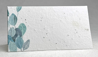 blue leaf print seed paper place card