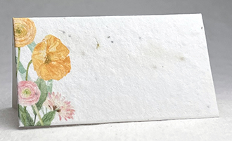 ranunculus print seed paper place card