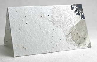 white anemone floral print seed paper place card