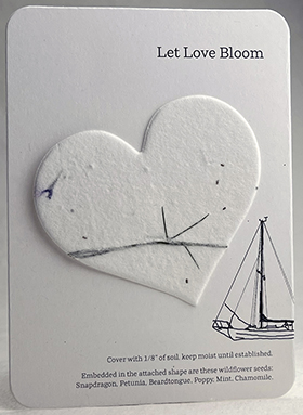 Seed paper heart shape attached to printed card