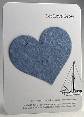 Seed paper heart shape attached to printed card