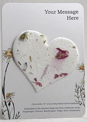 Seed paper heart shape attached to printed card