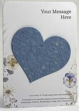 Seed paper heart shape attached to printed card