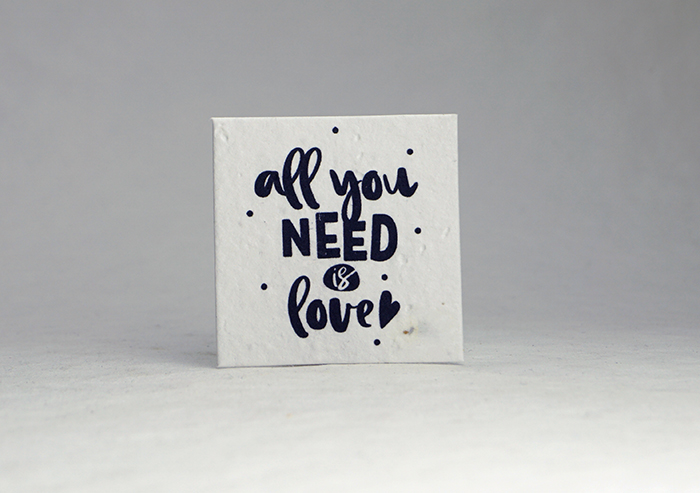 All You Need Is Love square seed paper tags
