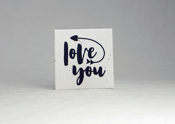 Love You square seed paper tags