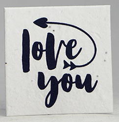 love you square seed paper tags