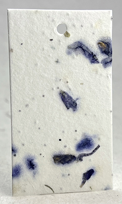 blue flowers and seed paper tags