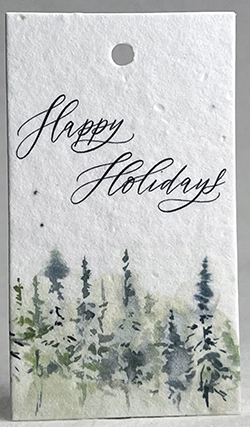 Happy Holidays Celadon gift tag
