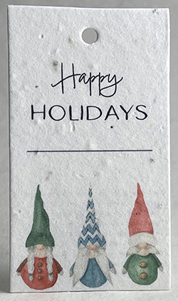 Happy Holidays Gnome Trio gift tag