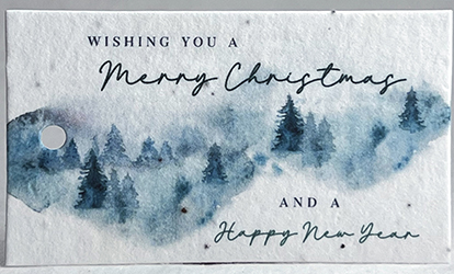 Merry Christmas Happy New Year Hidden Trees gift tag