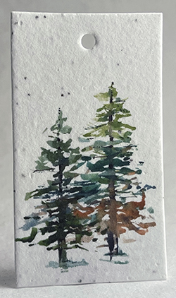 Two Watercolor Trees gift tag