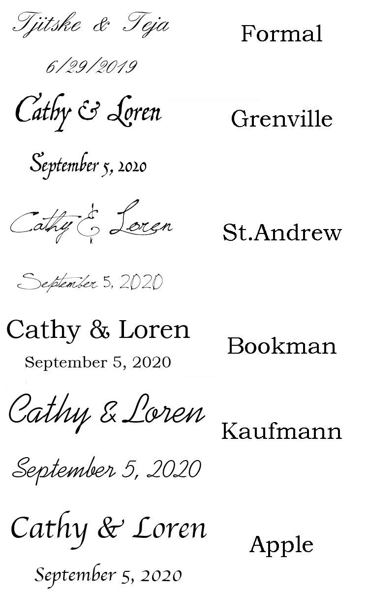 formal font for names and date