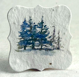 Distant watercolor trees tag seed paper