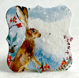 Winter Hare tag seed paper