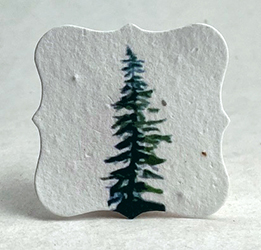 Distant watercolor trees tag seed paper