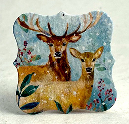 Winter Deer Pair tag seed paper