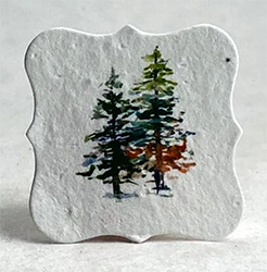 Watercolor trees tag seed paper