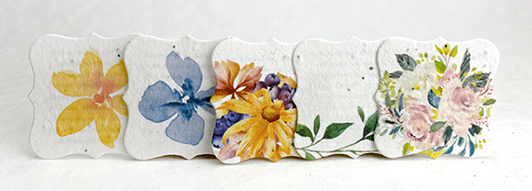 square seed paper tags floral collection