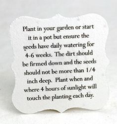 plantinting instructions tag seed paper