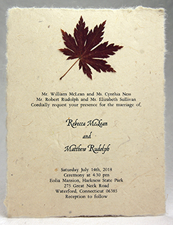 japanese maple leaf invitation on lotka seed paper