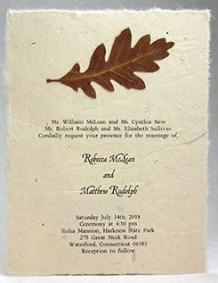oak leaf invitation on lotka seed paper