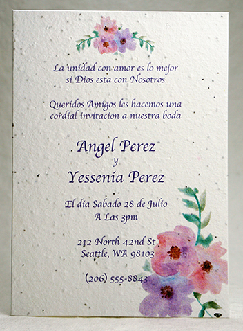 Hand Drawn Flowers 5x7 Acrylic Wedding Invitation