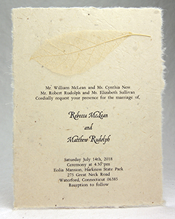 wintersweet leaf invitation on lotka seed paper