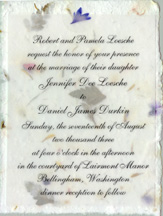 Cotton Paper invitation with vellum and flower sticker