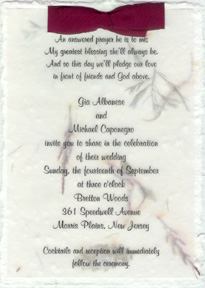 Click to order 5" x 7" Handmade Invitation with Silk Bow