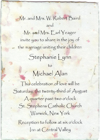 Click to order 5" x 7" Handmade Invitation printed directly on the paper