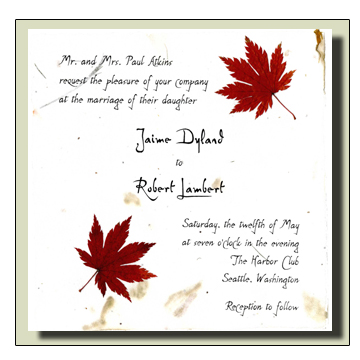 Japanese Maple Leaf Flowerseed Handmade Invitation