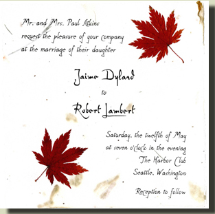 Invitation with mini maple leaves