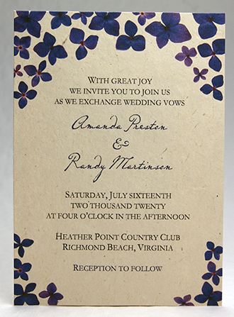 hydrangea print lotka cut edge seed paper invitation 5x7