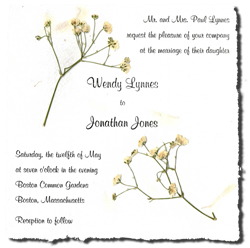 Flat panel cotton fiber invitation with flowers