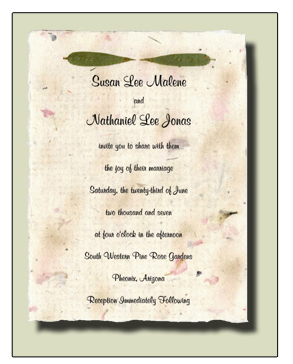 Bamboo Leaf Flowerseed Handmade Invitation