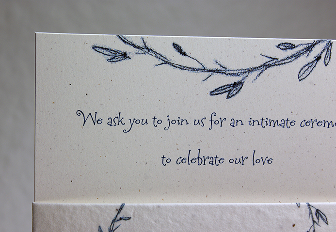 blue wreath wedding invitation