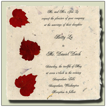 Boston Ivy Flowerseed Handmade Invitation