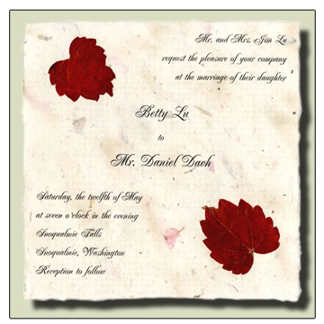 Boston Ivy Flowerseed Handmade Invitation