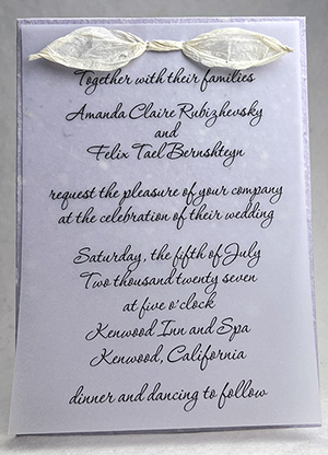 5x7 cotton invitation - printed example